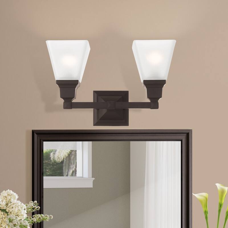 Livex Lighting 2-light Bronze Bath Light, 1032-07 - 15" W 9.5" H 7.75" EXT