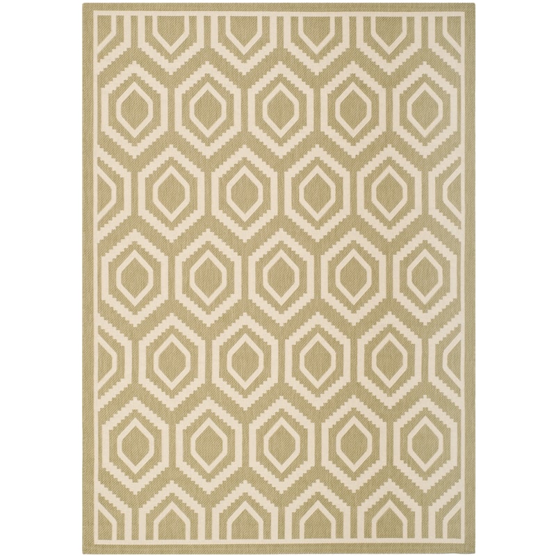 SAFAVIEH Courtyard Carolee Indoor/ Outdoor Patio Backyard Rug - 5'3" x 7'7" - Green/Beige