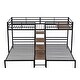 preview thumbnail 9 of 24, Metal Twin over Twin & Twin Bunk Bed with Storage Shelves Staircase, Triple Bunk Bed Frame, No Box Spring Needed for Kids