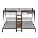 preview thumbnail 9 of 22, Metal Twin over Twin Triple Bunk Bed with Storage Shelves Staircase, Sturdy Frame, Space-Saving Design, Black