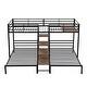preview thumbnail 9 of 11, Triple Twin Bunk Bed with Storage and Guardrails, Family-Friendly Design
