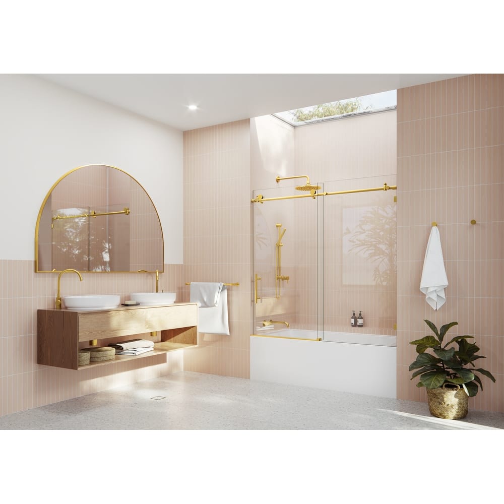Glass Warehouse 56 in. - 60 in. x 60in. Frameless Bath Tub Sliding Shower Door