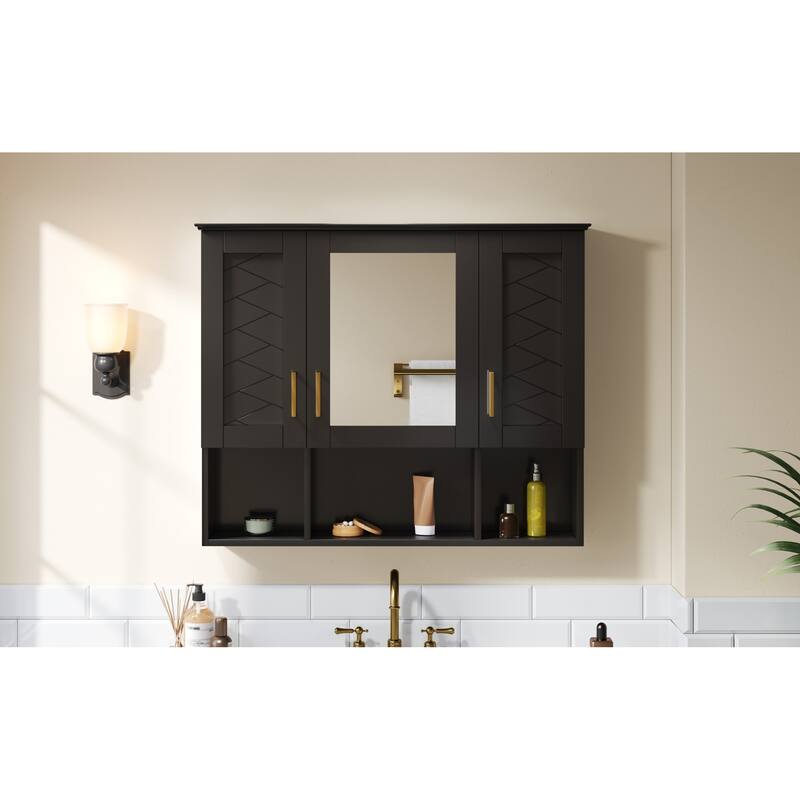 Roomfitters 35 Inch 2-in-1 Wall Mount Medicine Cabinet, Mirror Storage with Adjustable Shelves & Soft Close