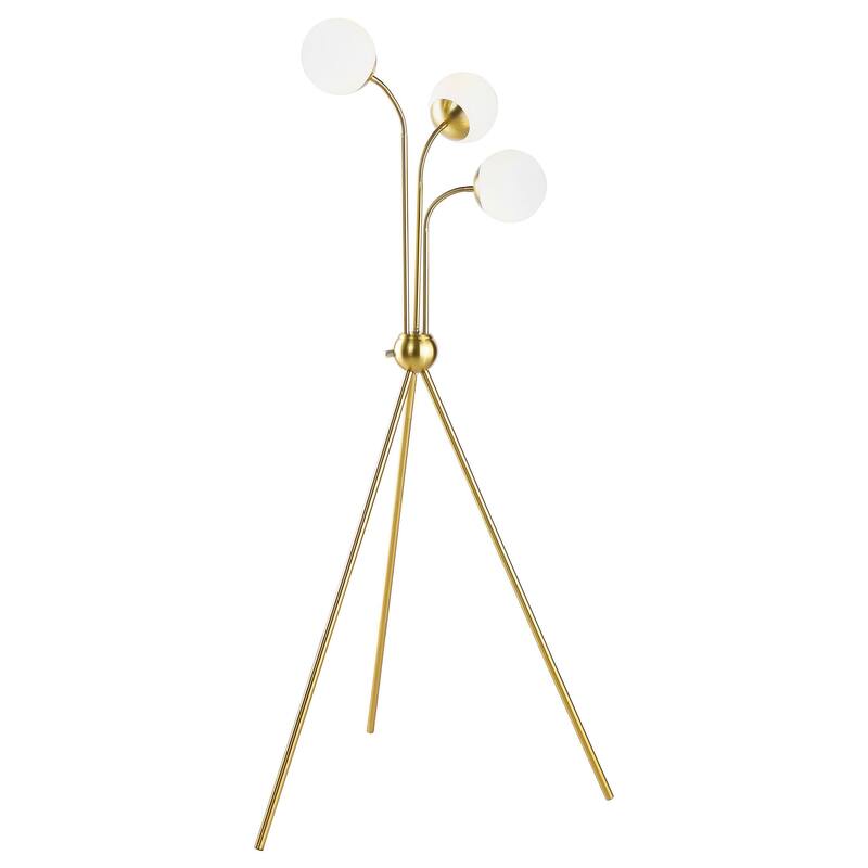 Jyan Accent Floor Lamp, 3 Classic Globe Lights, Tripod Gold Metal Base