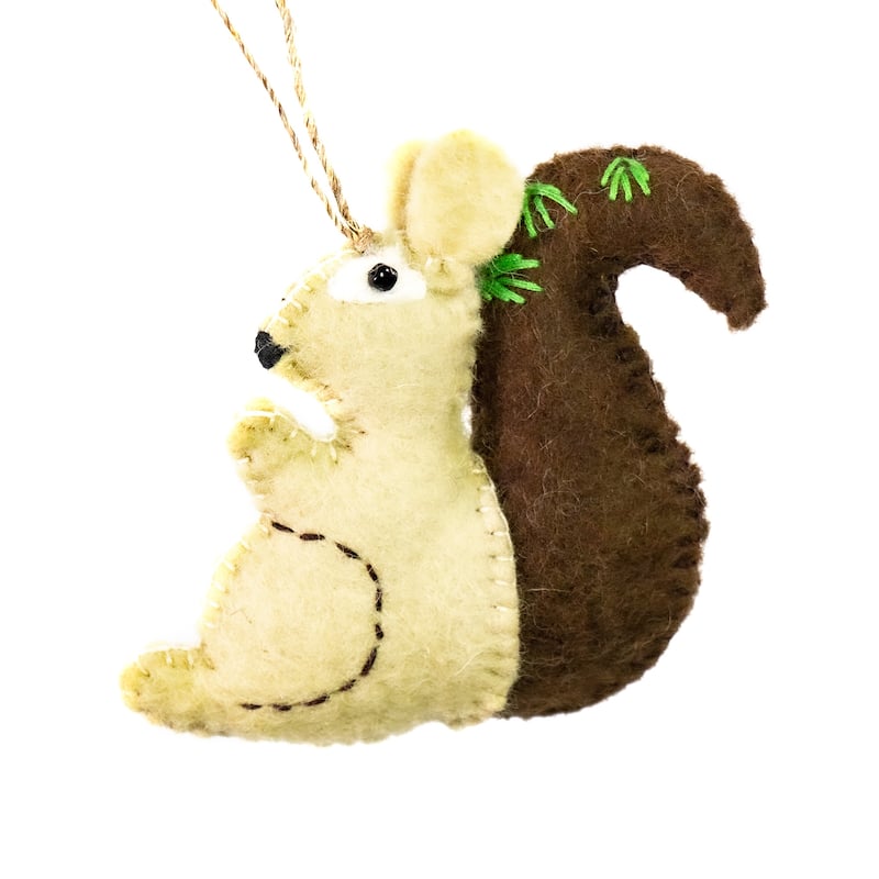 Squirrel Handmade Felt Ornaments, Set of 2