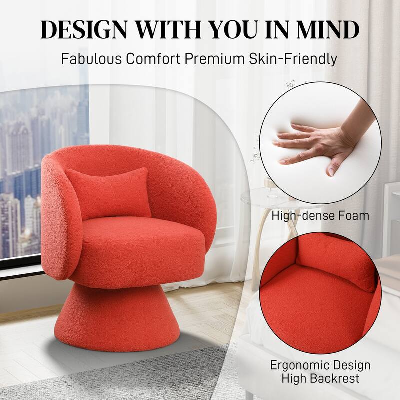 Ouyessir Teddy Sherpa Upholstered Swivel Cuddle Barrel Sofa Chairs