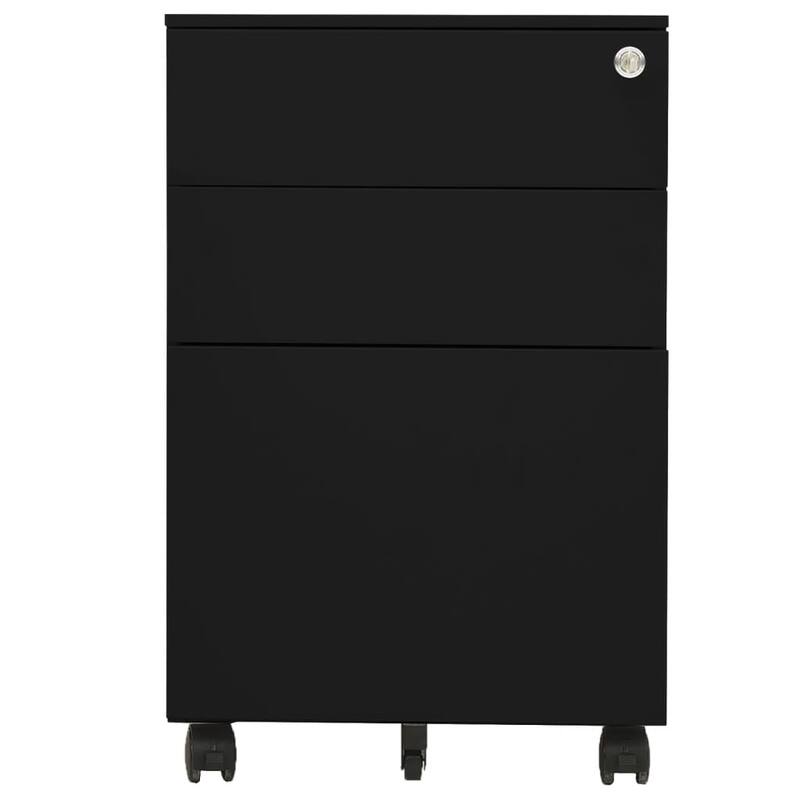 vidaXL File Cabinet Black Steel Medium Filing Cabinet Rectangular - 15.4 x 15.4 x 23.6 in