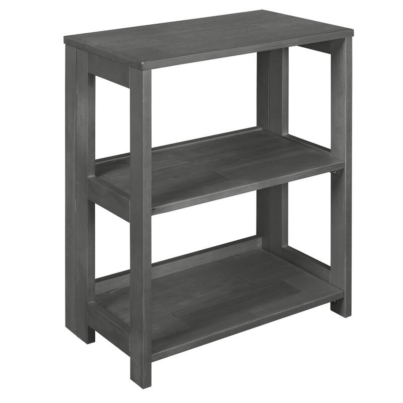 28-Inch High Folding Bookcase with Solid Hardwood Frame and Grey Veneer Finish for Compact Storage - 12