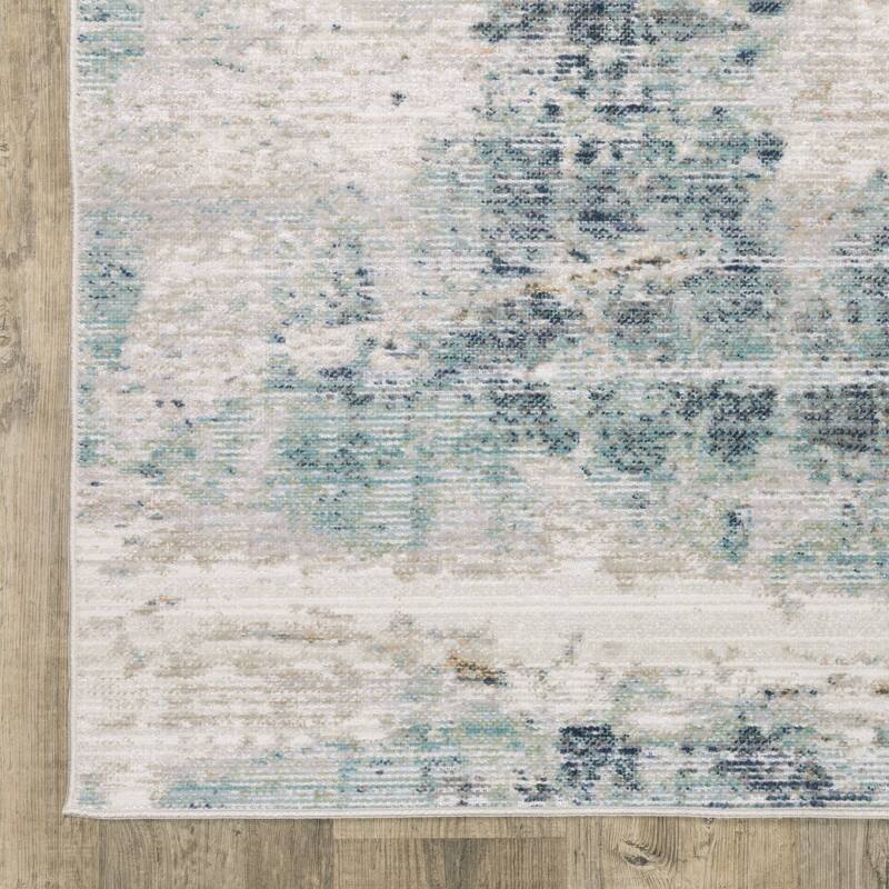 Calliope Textural Distressed Abstract Ivory/ Blue Area Rug