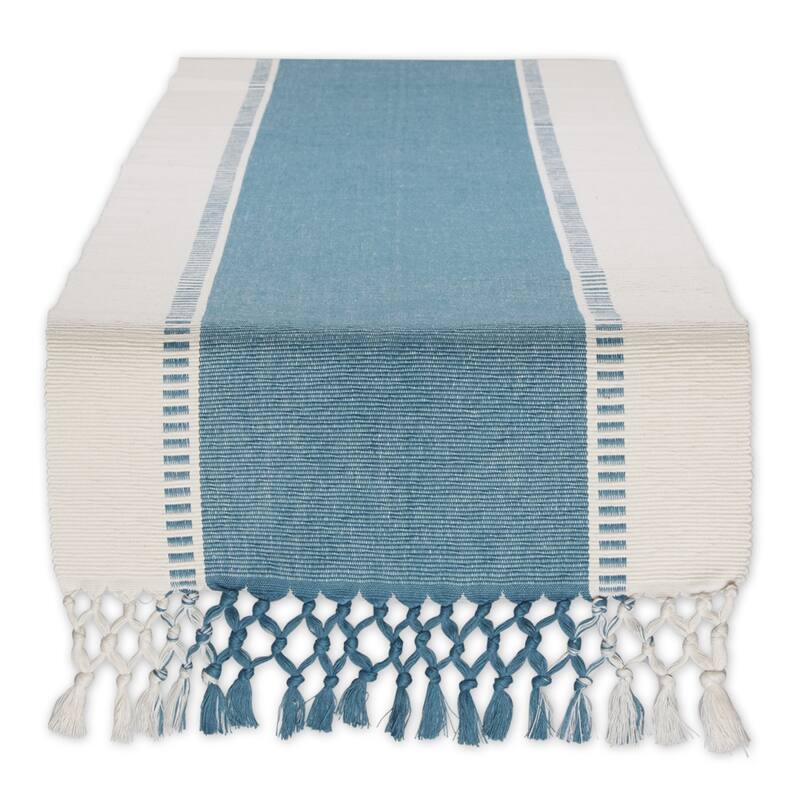 DII Dobby Striped Fringe Ribbed Table Runner