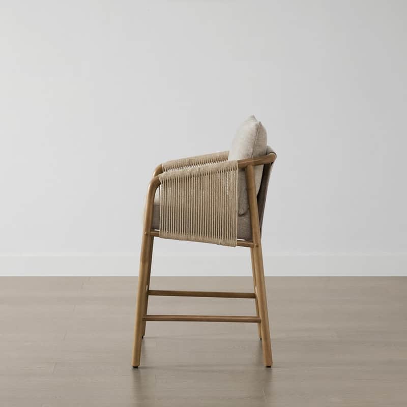 Lynn Counter Height Bar Stool with Braid Wood Arm Set of 2