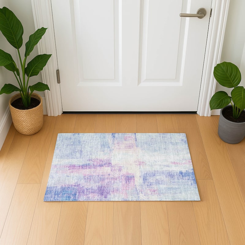 Premium Washable Super Soft Abstract Glam Mayfield Rug - Sky - 1'8" x 2'6"