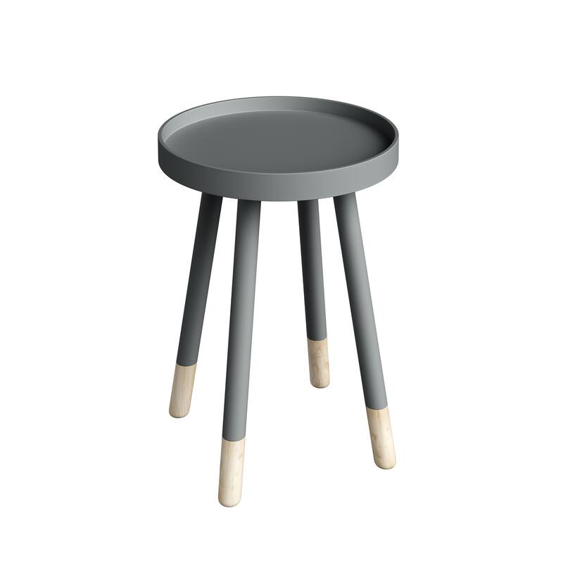 Lavish Home Round Wooden End Table Two-Toned with Tray Top