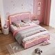 preview thumbnail 9 of 15, Full Size Upholstered Platform Bed with Curve Shaped and Height-adjustbale Headboard,LED Light Strips Pink