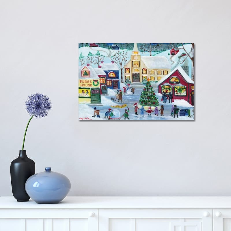 iCanvas "Christmas Holiday Shopping Village" by Cheryl Bartley Canvas Print - 12x18x1.5