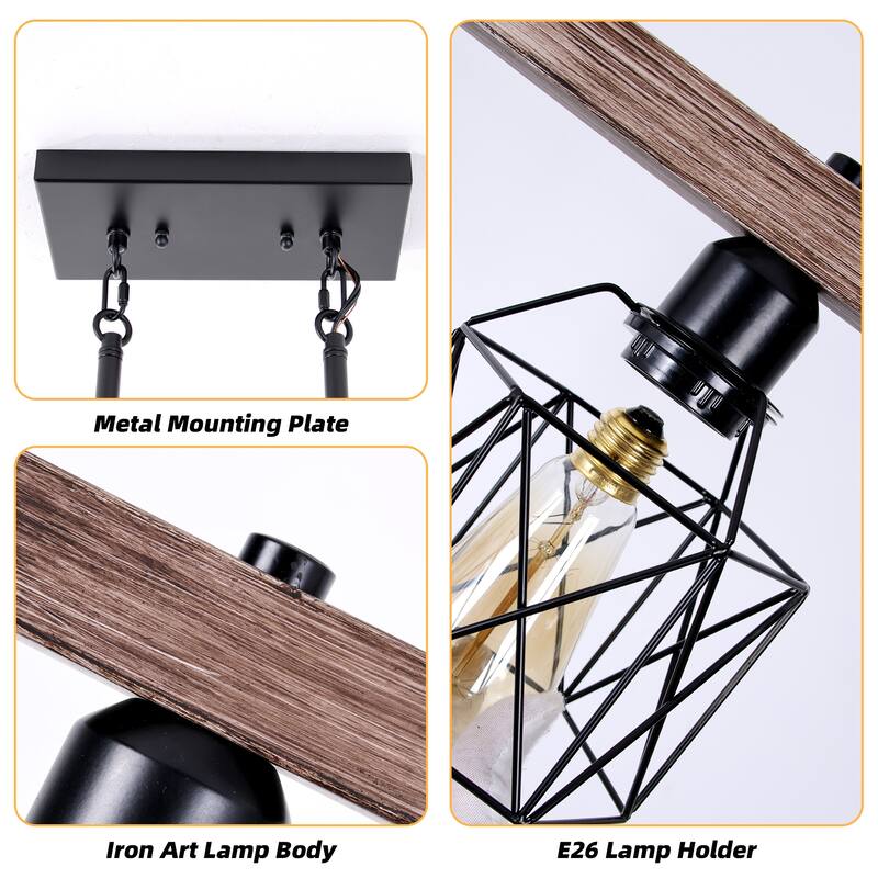 27.6 in./46.5 in. Matte Black Island Chandelier, Suitable For Kitchen, Dining Room, Bedroom