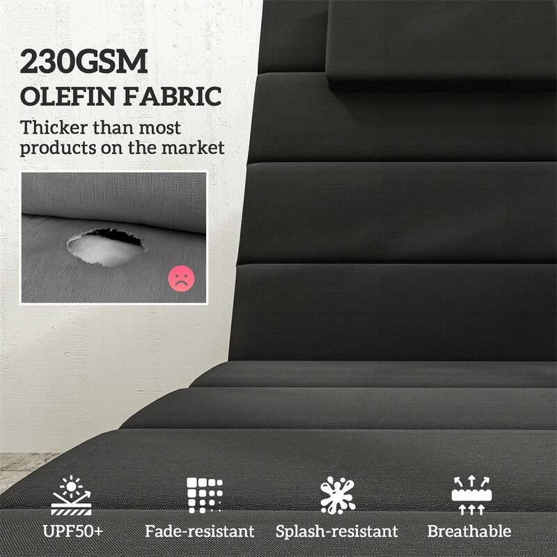 Outdoor Lounge Chair Cushion Set 2-Pack UV Resistant Olefin Fabric with Foam Padding - 80" L x 26" W x 1.2" D