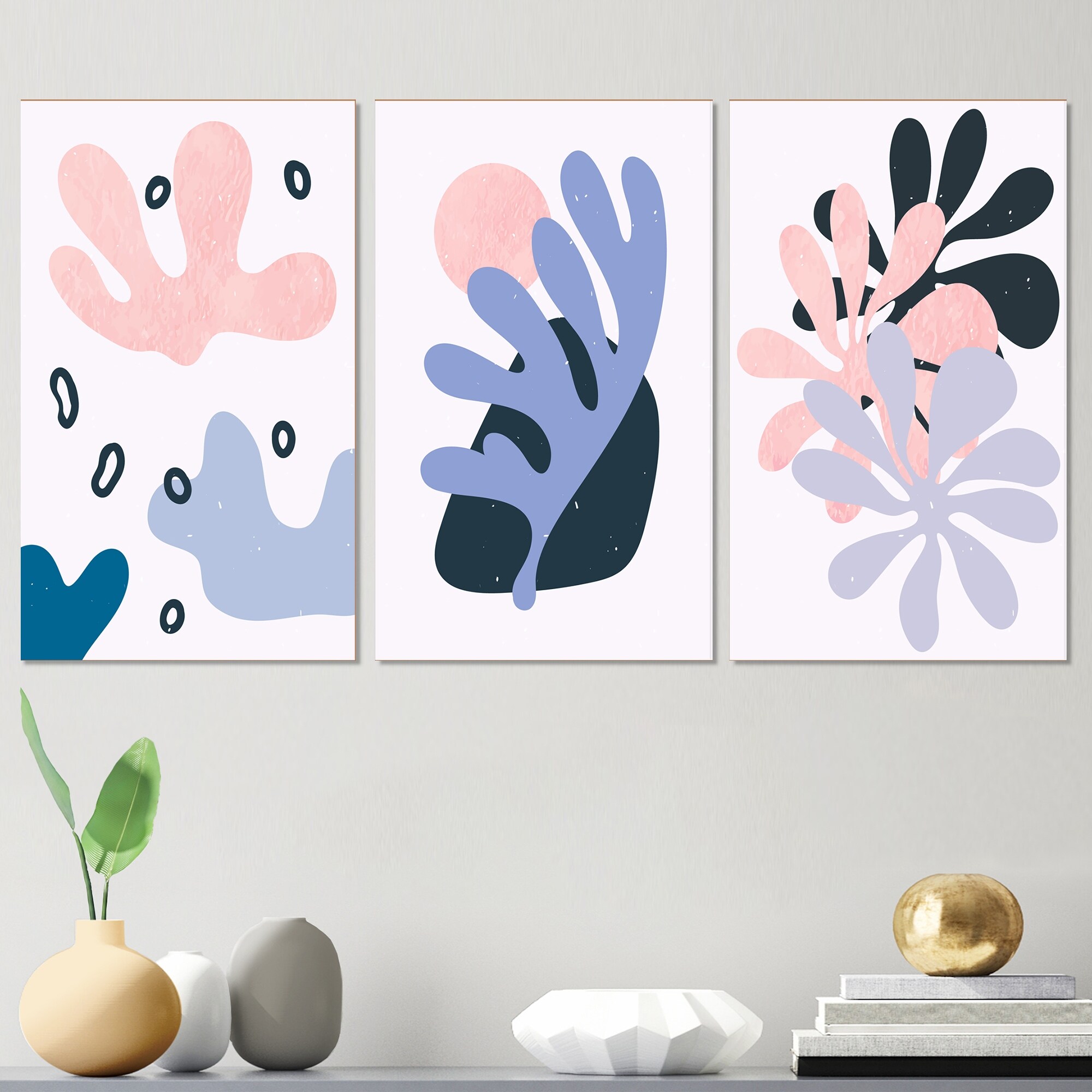 Designart Primitive Abstract Retro Shapes VII - Mid-Century Modern Wall Art Print - Vibrant Geometric Patterns for Contemporary Home Decor-image