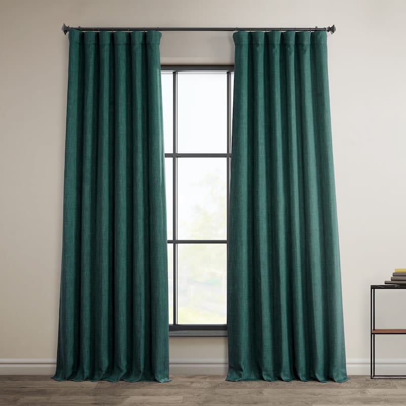 Exclusive Fabrics Faux Linen Room Darkening Curtain (1 Panel) - 50 x 120 - Slate Teal
