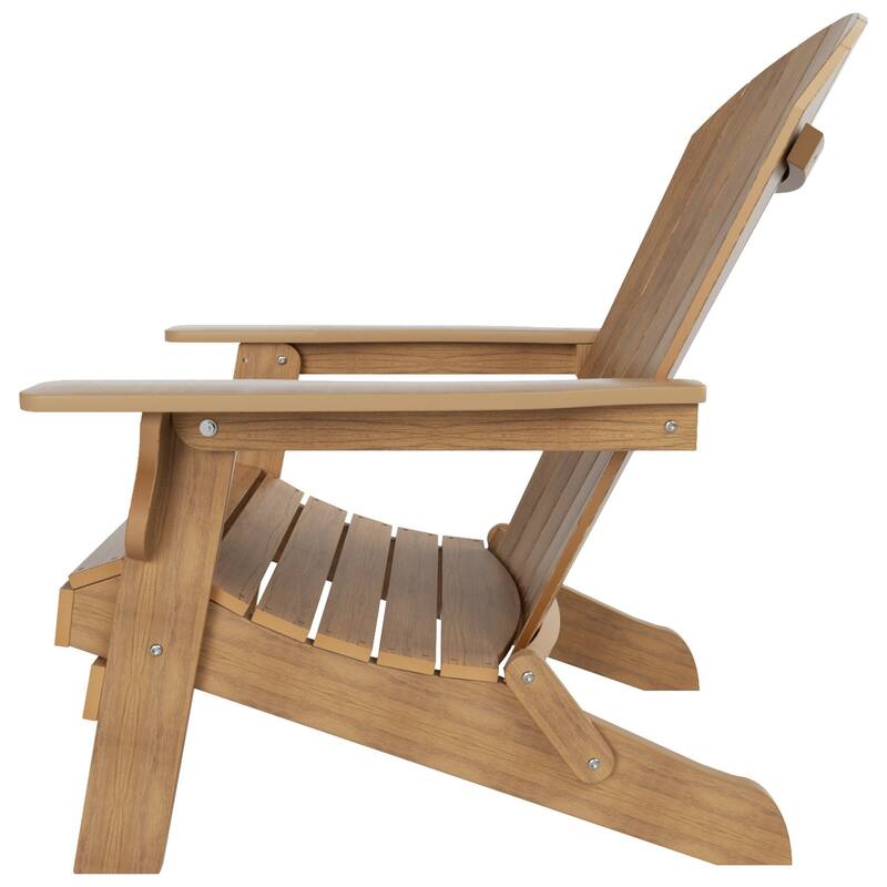 Vineyard HIPS Outdoor Folding Eco-Friendly Seashell Adirondack Chair with Ottoman & Side Table (3-Piece Set)