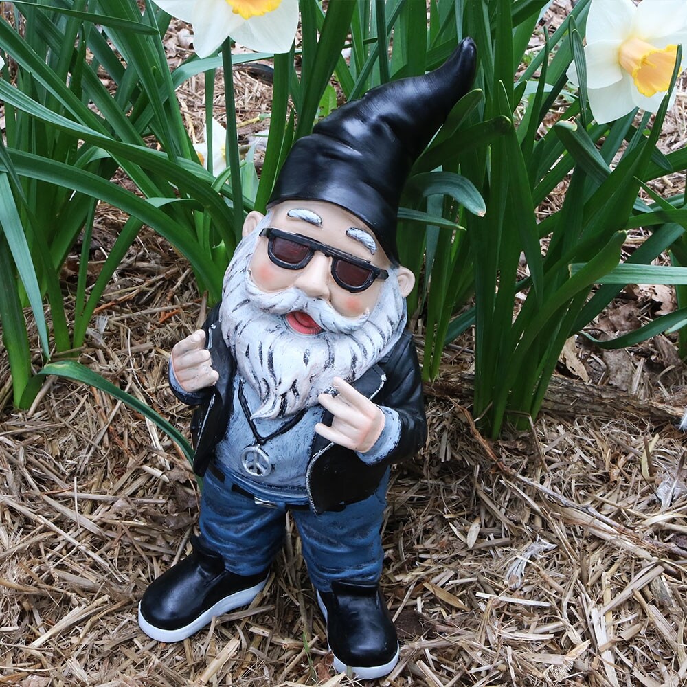 【正規逆輸入品】 The Randy Sunnydaze Rebel Statue Garden Outdoor Gnome Biker バッグ