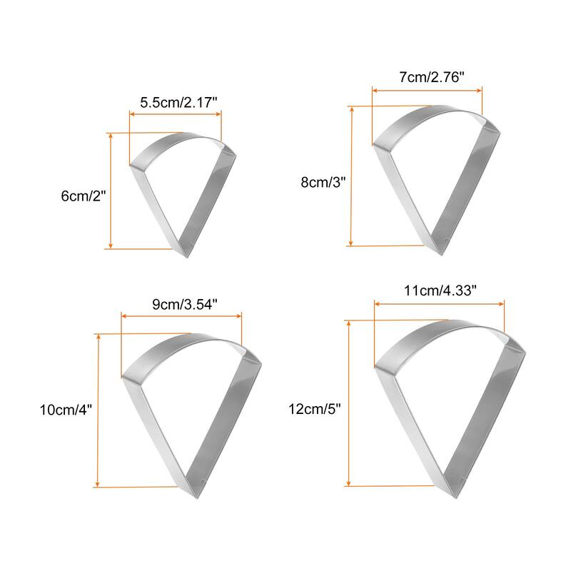 Cookie Cutter Set Assorted Sizes Rose Flower Petal Cookie Cutters Molding for Pastry Fondant Cake Cookie - Silver - Pizza Slice