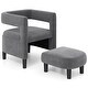 preview thumbnail 1 of 8, Costway Comfy Accent Armchair with Footrest Upholstered Velvet Barrel - See Details Dark Gray - See Details