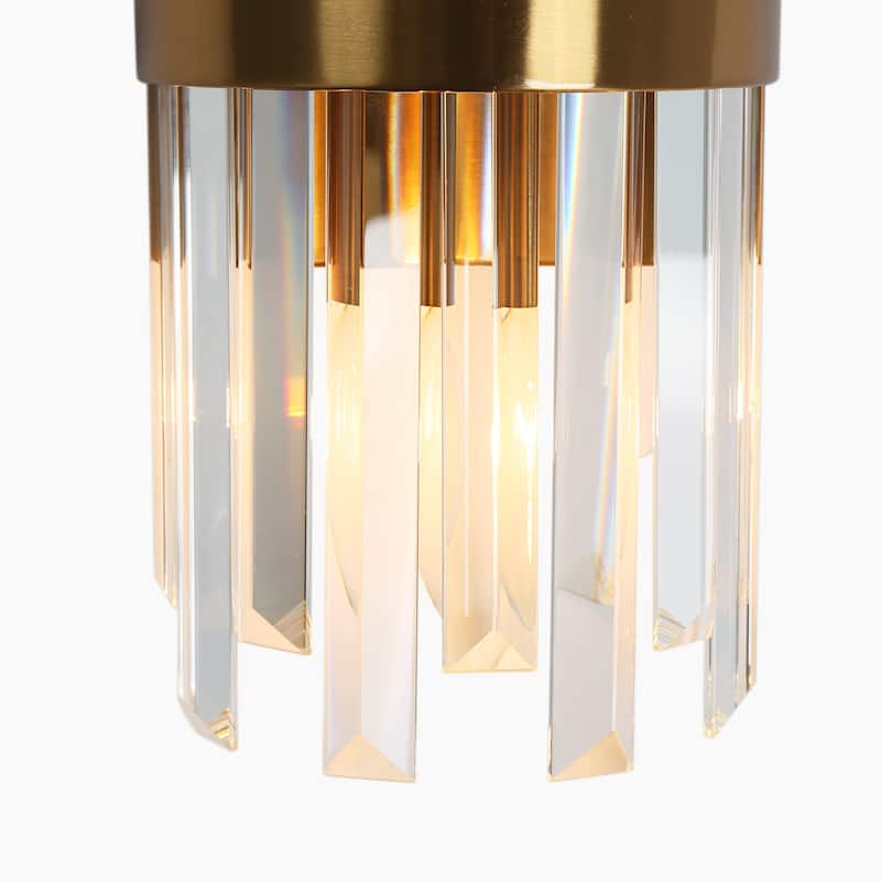 Modern 2-Light Glam Crystal Bathroom Vanity Lights Gold Wall Sconce - W6" x H12"