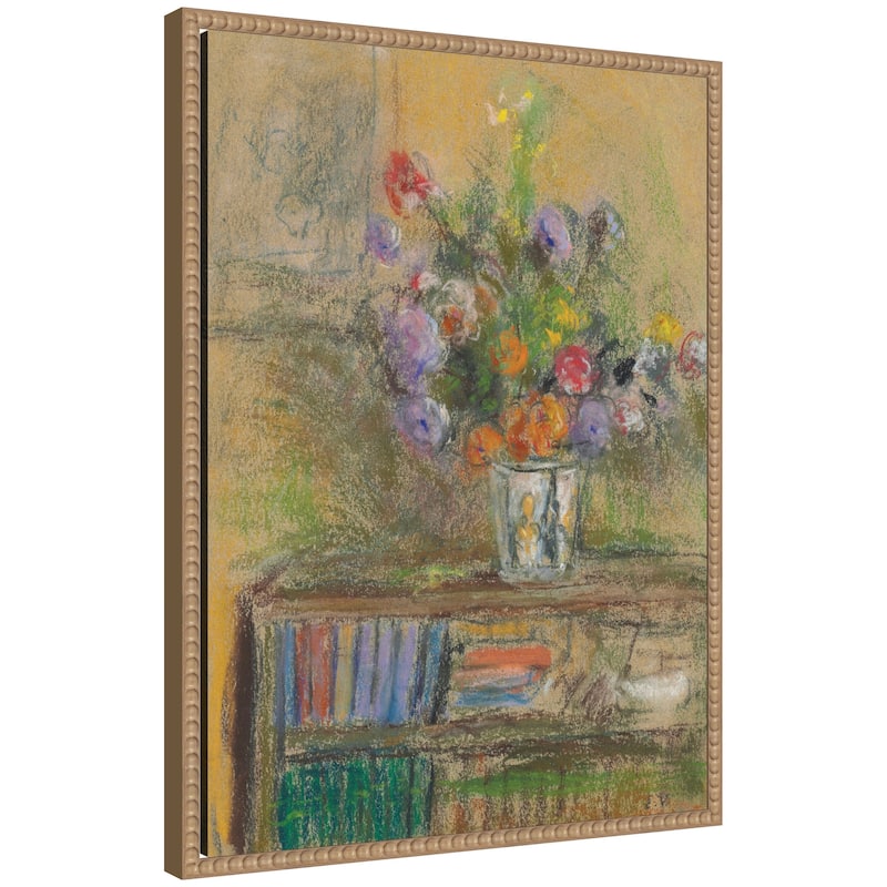 Kate and Laurel Nature morte au vase de fleurs circa 1932 Edouard Vuillard by Nostalgia Prints Framed Canvas Wall Art Print - 18x24