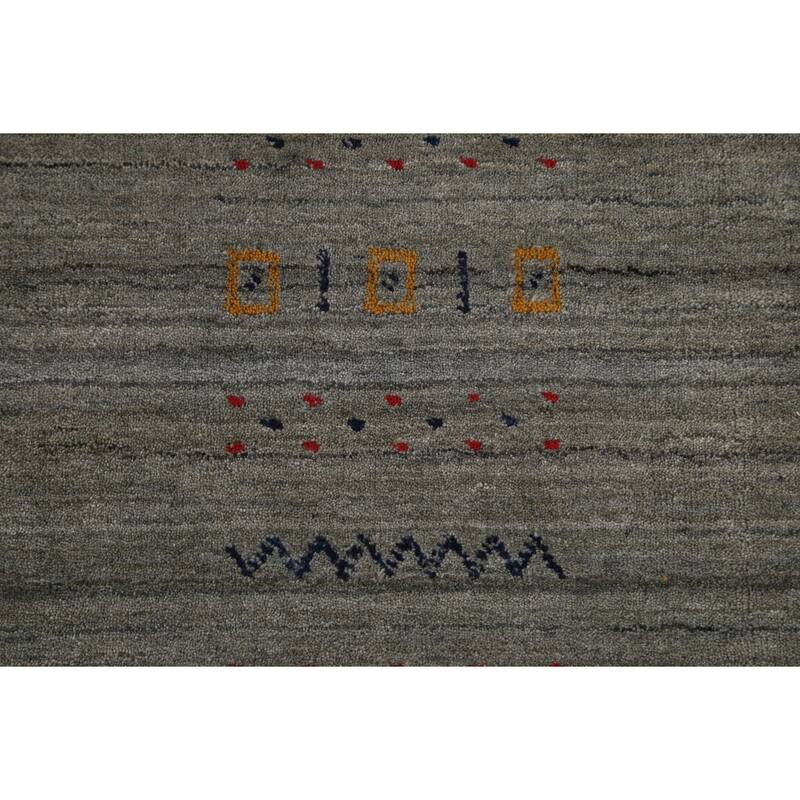 Green & Gray Gabbeh Indian Area Rug Handmade Wool Carpet - 8'2" x 9'10"