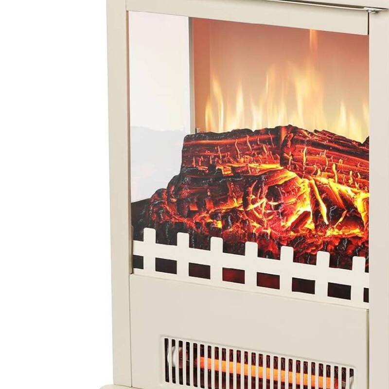 17 Inch Freestanding Electric Fireplace Stove for Living Room Bedroom Decor, White