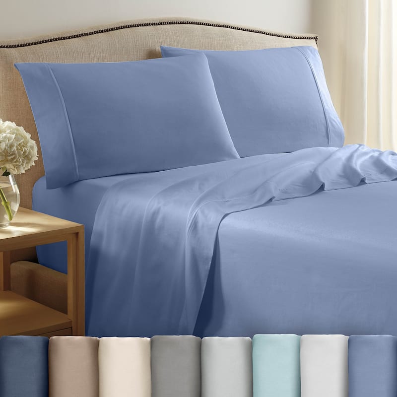 Martex 400 TC 100% Cotton Sateen, Deep Pocket, Silky Soft Sheet Set - King - Blue