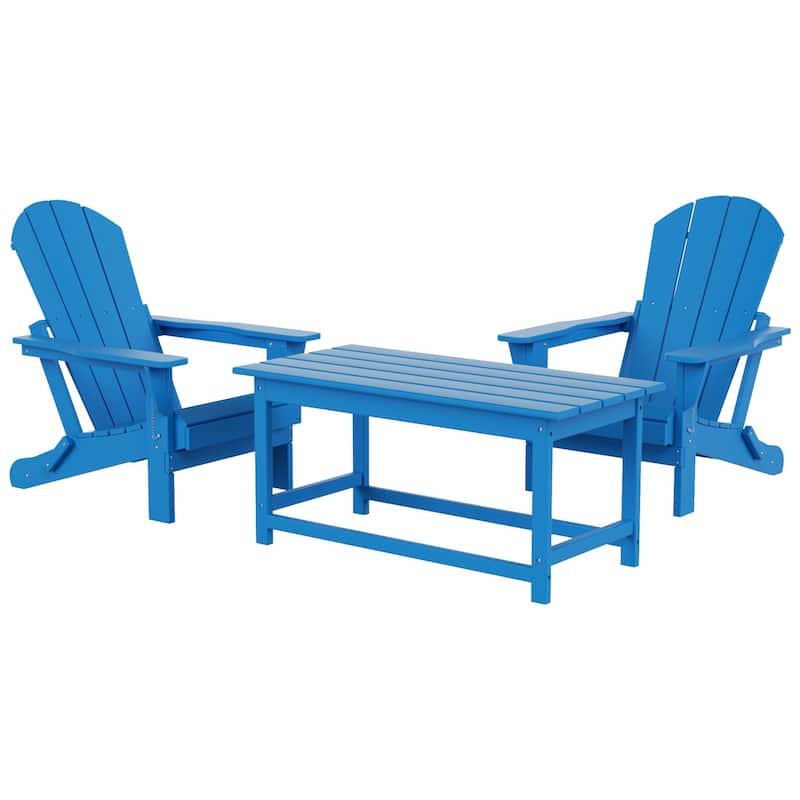 Laguna Hdpe All Weather Outdoor Patio Foldable Adirondack Chairs Conversation Set (3-Piece Set)