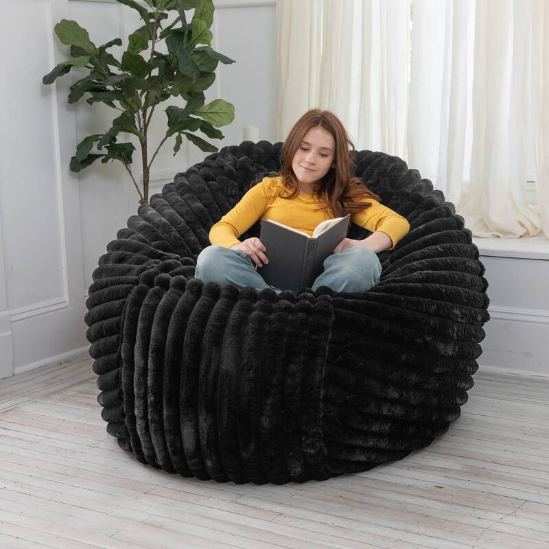 Jaxx Saxx 5 Foot Large Bean Bag Chair w/ Removable Cover for Adults, Mondo Fur