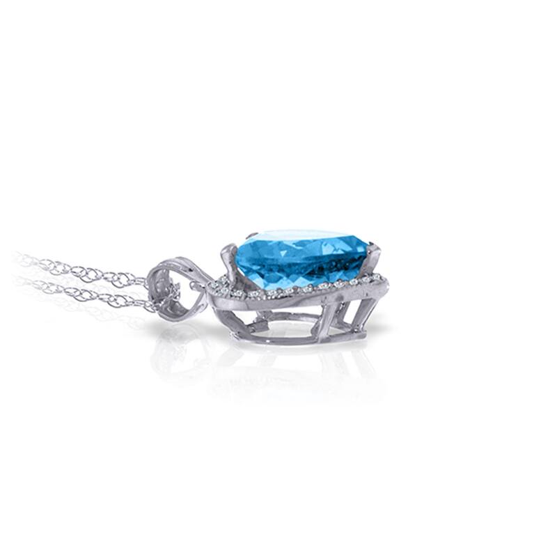 6.44 Carat 14K Solid Gold Elizabeth Blue Topaz Diamond Necklace