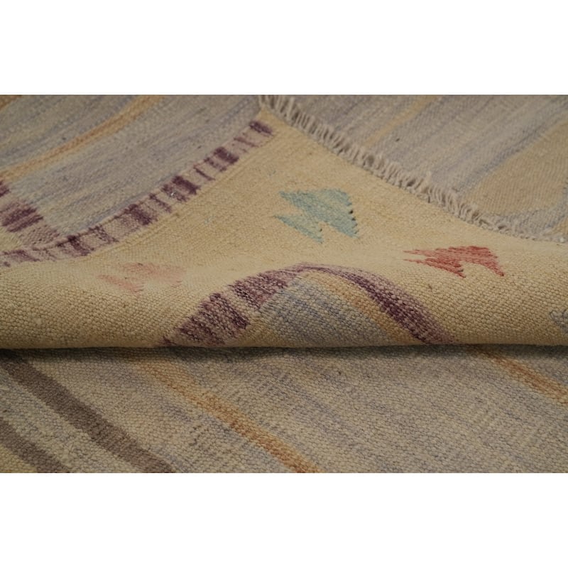 Hand Woven Oriental 100% Wool Carpet Southwestern Tribal Multi-Colored Kilim Area Rug - 6' 9'' X 4' 10''
