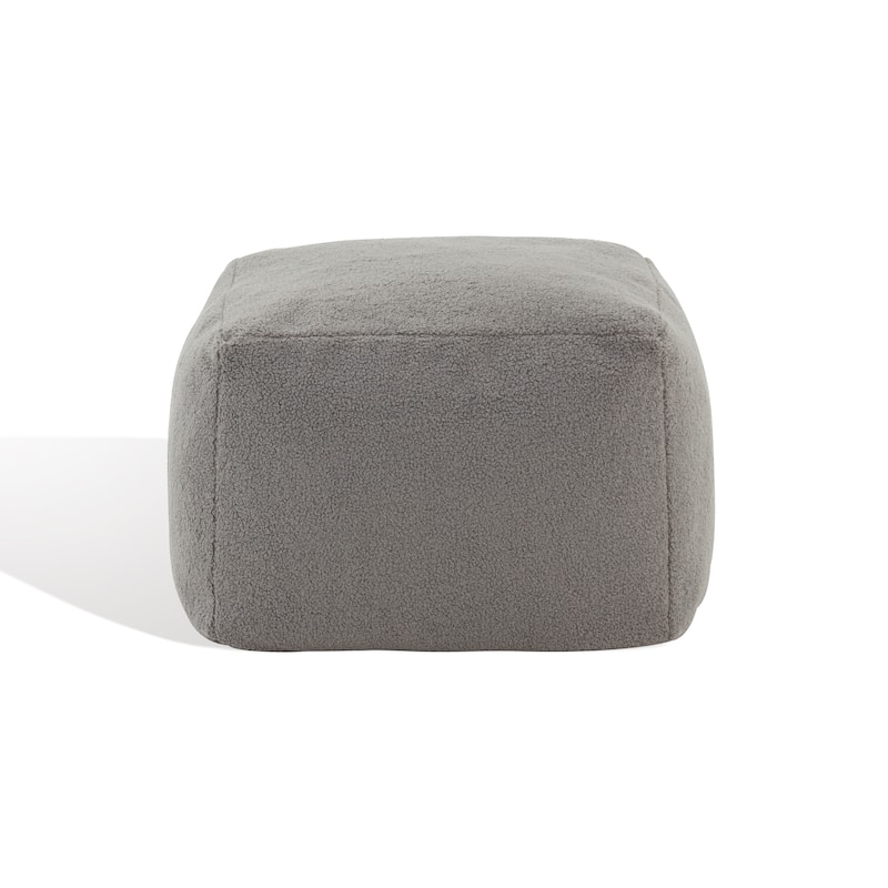 SAFAVIEH Couture Kamryn Boucle Square Ottoman Pouf - Dark Grey