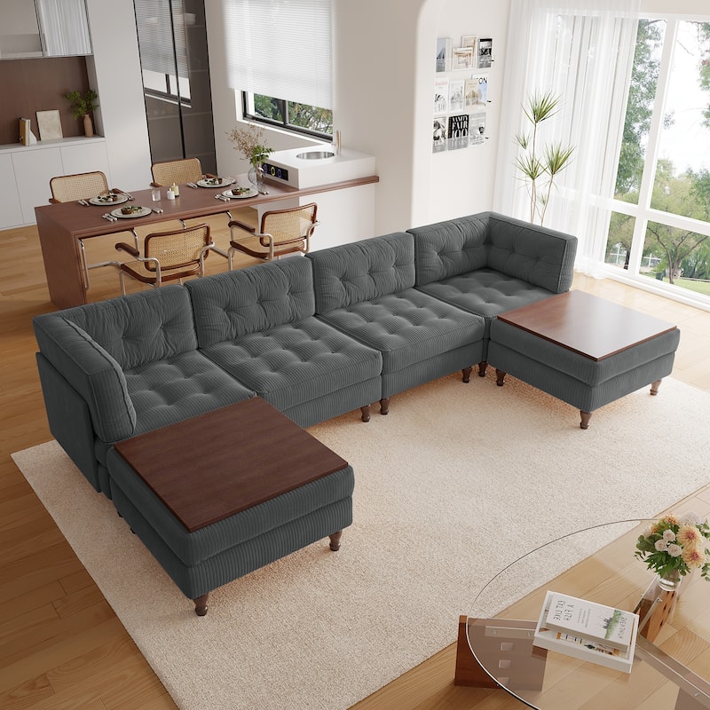 Madison Oversized Upholstered Corduroy Modular Sectional Sofa