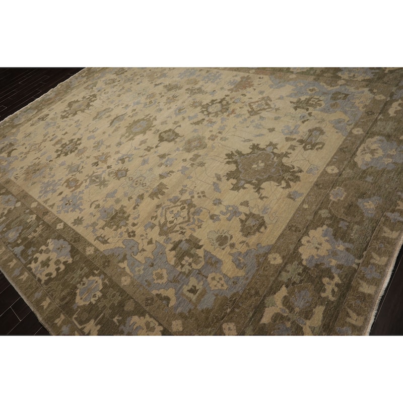 9'11''x13'4'' Hand Knotted Crafts Beige Oushak Wool Oriental Rug - 9' 11'' x 13' 4''