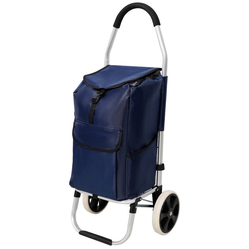 Shopping Trolley with Wheels, Trolley Black Foldable Shopping Cart, Removable Shopping Oxford Waterproof Bag