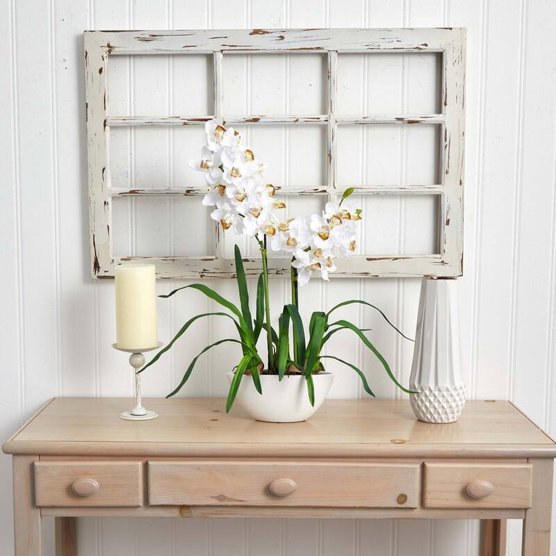 Silk Flower Arrangement with Vase - Antique White Floral DÃ©cor for Home - 30