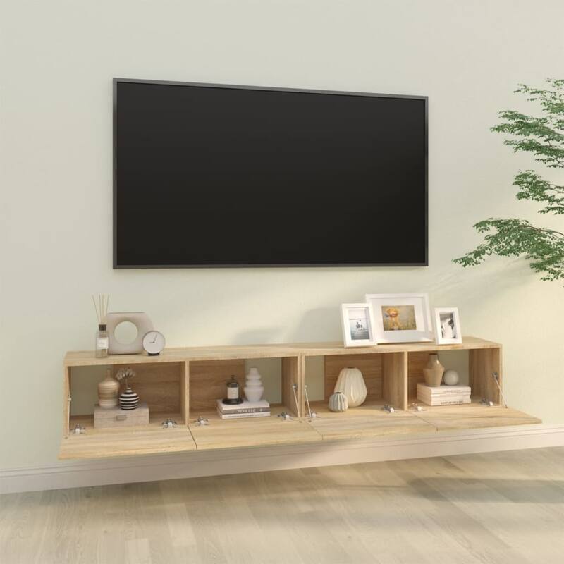 vidaXL Wall TV Cabinet Set of 2 Sonoma Oak Engineered Wood Medium - 11.8 x 55.1 x 19.7 in.