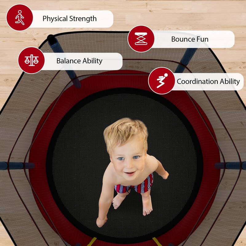 Kids Trampoline with Safety Net Indoor Outdoor Use Bounce Jumper