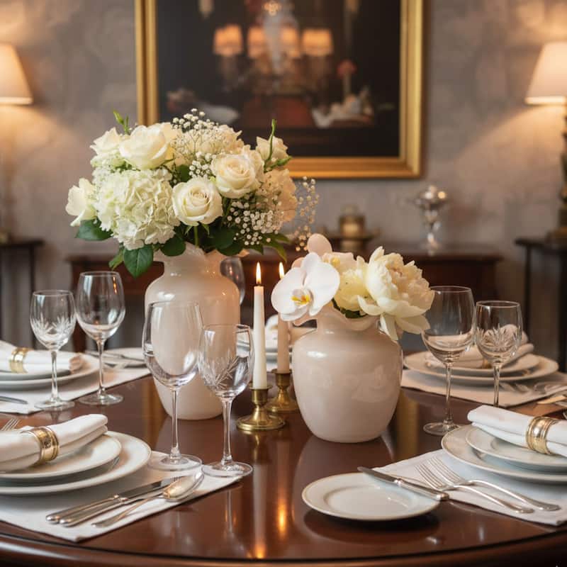 Fleurine Set of 2 Fluted Blooming Decorative Glass Flower Table Vases