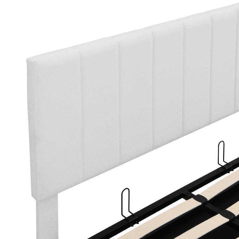 Linen Upholstered Platform Bed with a Hydraulic Storage System