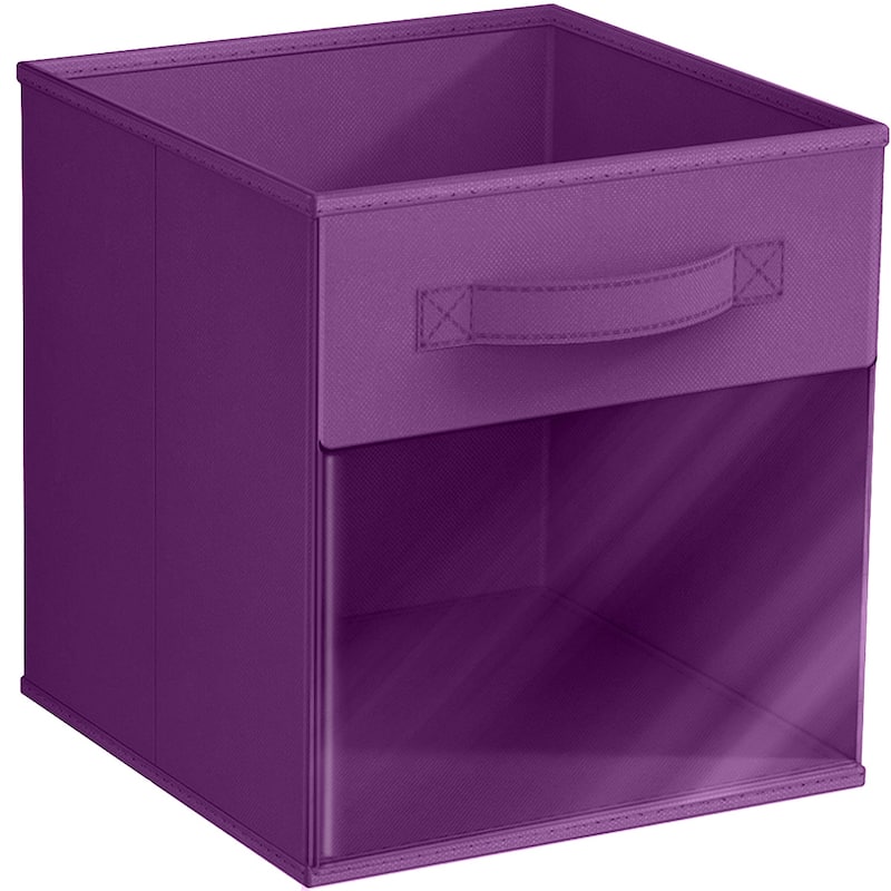 Sorbus 11" Storage Bin with Clear Window, 1-Pack Foldable Fabric Organizers - 10.5” L x 10.5” W x 11” H - Purple