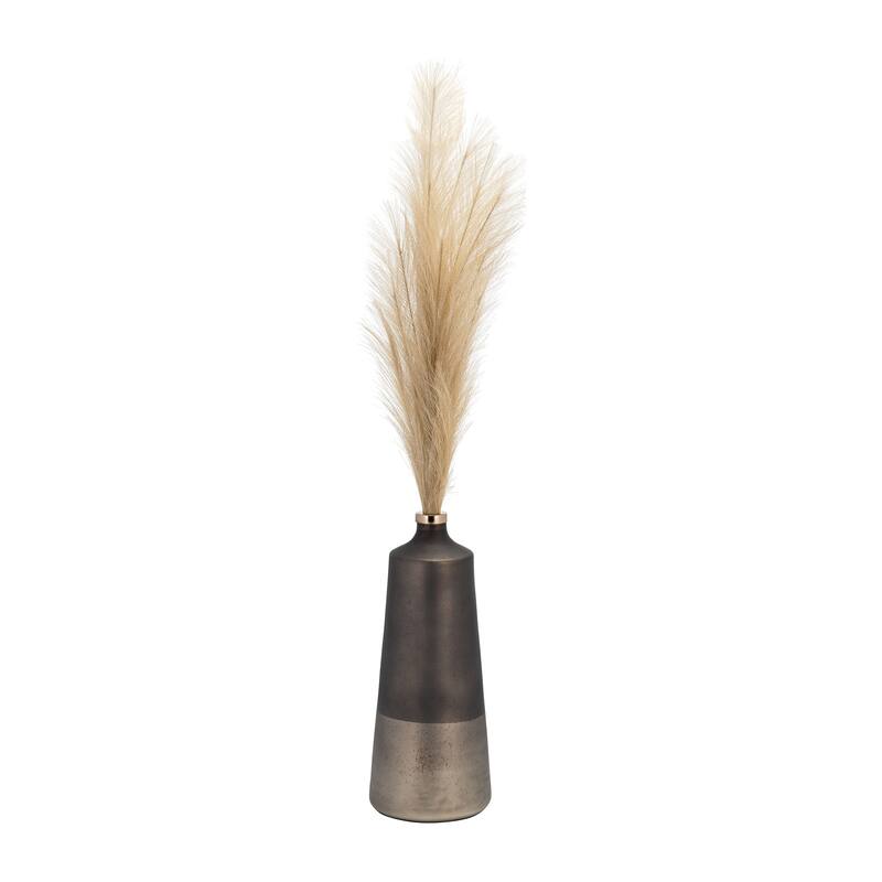Sagebrook Home Modern Neutral Glass & Aluminum Vase