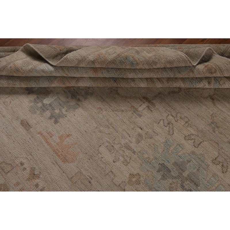 Oushak Turkish Large Rug Handmade Vegetable Dye Floral Wool Carpet - 10'3"x 13'9"