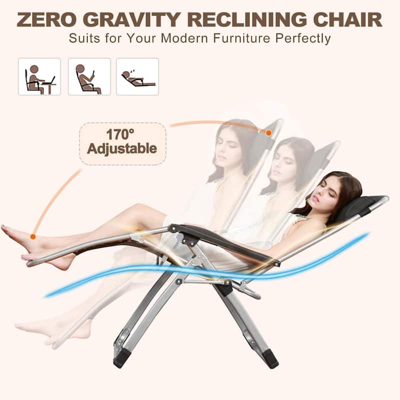 DoCred Zero Gravity Chair, Folding Adjustable Patio Lounge Chair