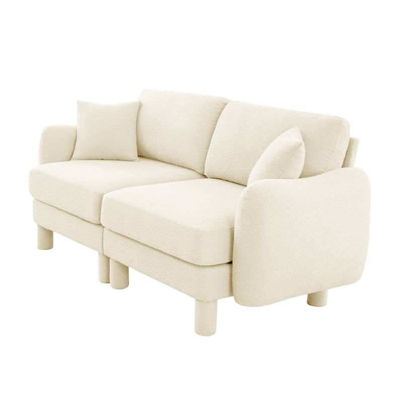 Distinctive Sofa Couch with Shell-Shaped Armrests, 2-seater Loveseat Couch Sofa Couch with Wood Frame